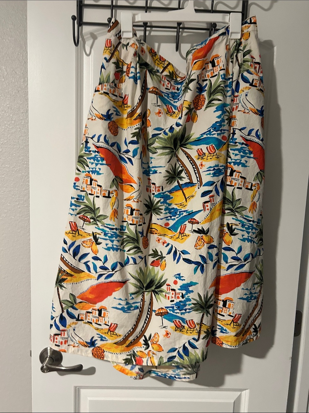 St. John's Bay Tropical A-Line Midi Skirt - White, Blue, Yellow, Orange, Green